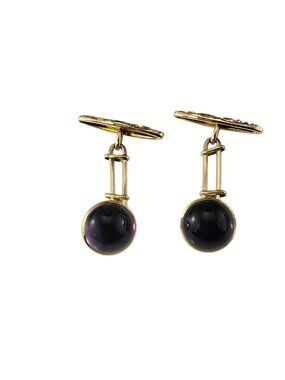 Antique 14K Yellow Gold Cabochon Amethyst Cufflinks #19912